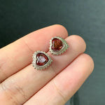 Natural Garnet 925 Sterling Silver Stud Earrings For Women