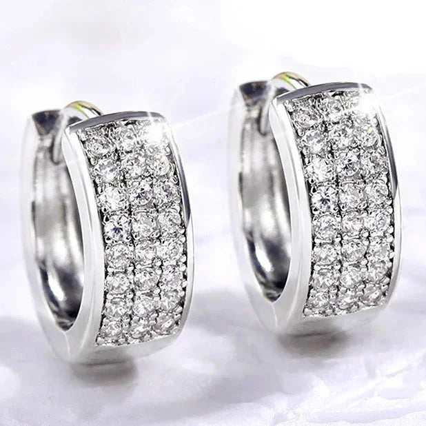 Versatile Women’s Hoop Earrings with Cubic ZirconiaE919