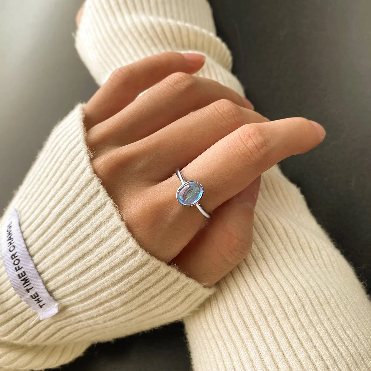 Oval Aquamarine Opal Couple Ring For Women