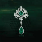 Luxury Temperament Emerald Pendant Micro-inlaid Full Hollowed Water Drop-shaped NecklacesPendant45cm