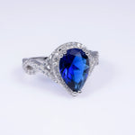 Drop 4ct Blue Sapphire Engagement Rings