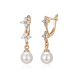 Rose Gold Pearl Dangle Earrings – Natural Zircon LuxuryROSE GOLD COLORCHINA