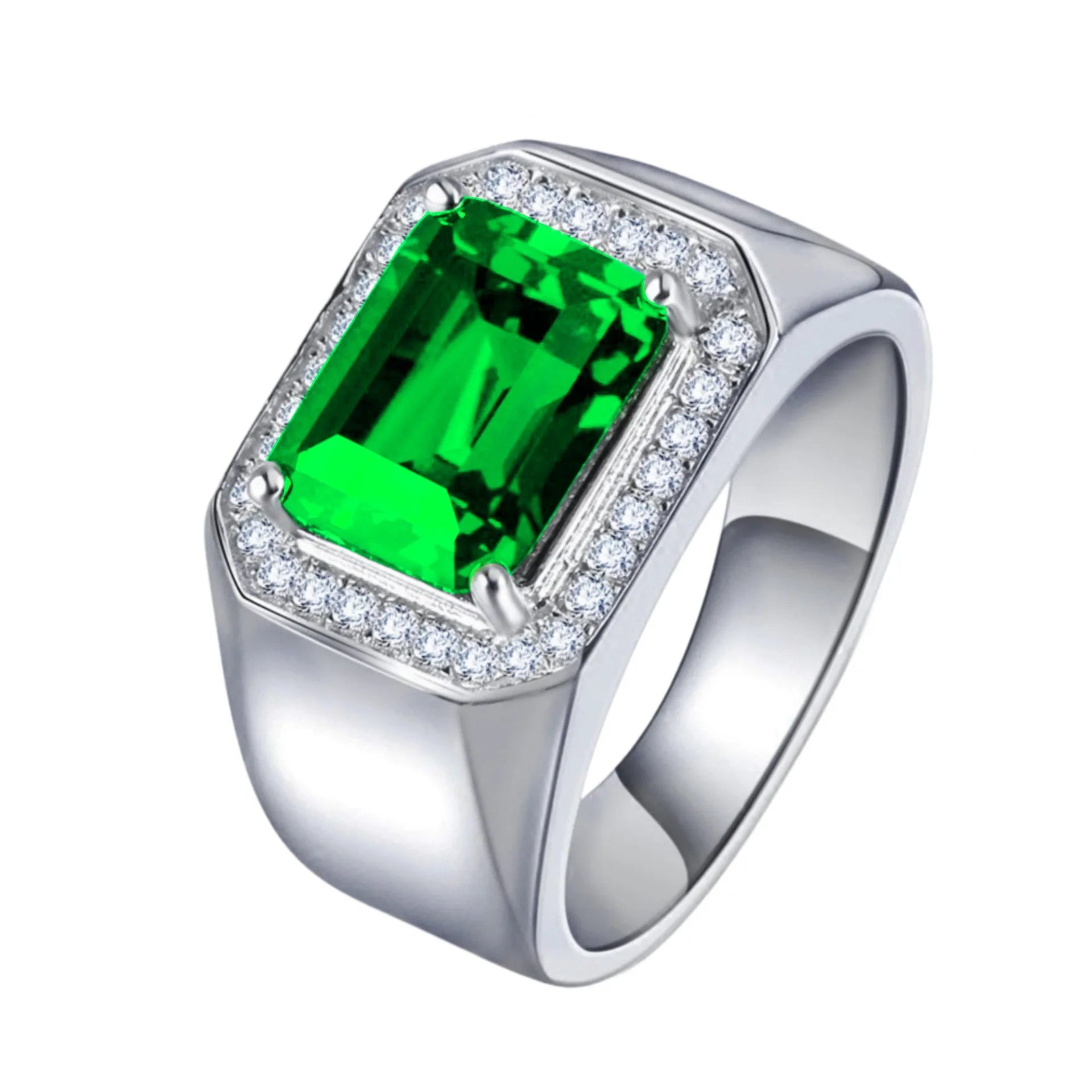 Male 5ct Emerald Sapphire Ring 925 sterling silver