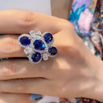 Huge Flower Sapphire Resizable RingRing