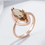 Wbmqda Geometric Brown Stone Ring For Women 585 Rose Gold Color 2025 Trendy Zircon Jewelry Accessories