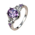 Luxury Oval Purple Cubic Zirconia Women Rings