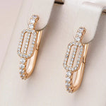 585 Rose Gold Geometric Zircon Earrings for Women