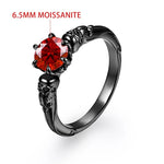 Red Moissanite 925 Sterling Sliver Black Skull RingRing