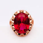 Creative Court Style Classic Gold Plated 14K rose gold Oval ruby ringsresizableRed