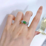 Emerald 10 * 12mm Rectangular Cross border Ring from Europe