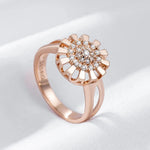 585 Rose Gold Color Crystal Flower Bride Ring For Women