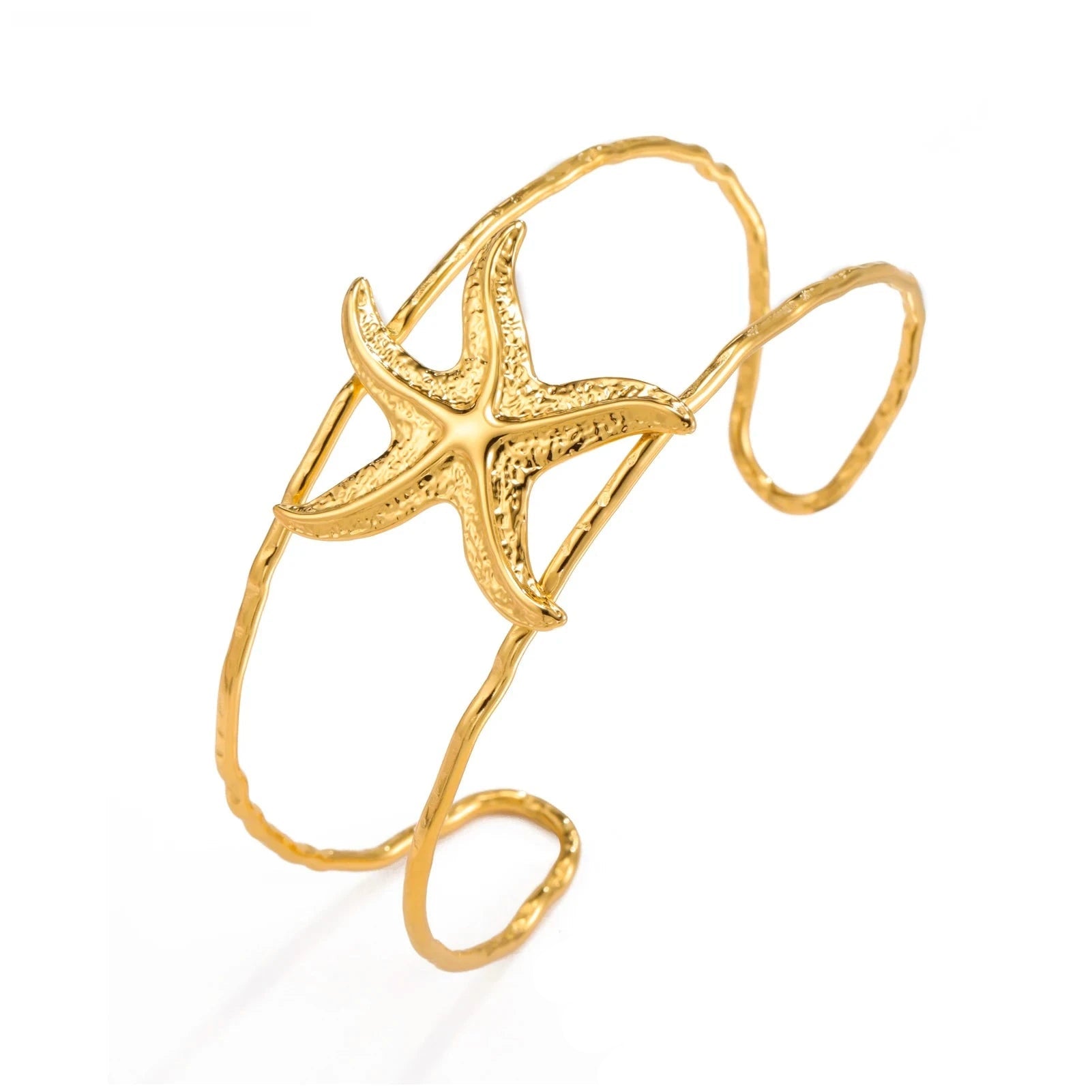 Skyrim Starfish Double Layer Cuff Bracelet Women Stainless Steel Gold Color Open Bangle Fashion Summer Beach Jewelry GiftStyle A Gold ColorAdjustable