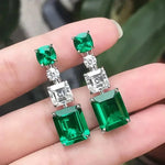 Luxury Green Crystal Drop Earrings – Women's Anniversary GiftE747