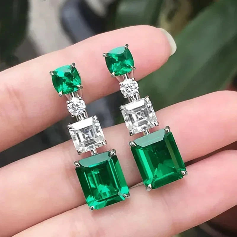 Luxury Green Crystal Drop Earrings – Women's Anniversary GiftE747