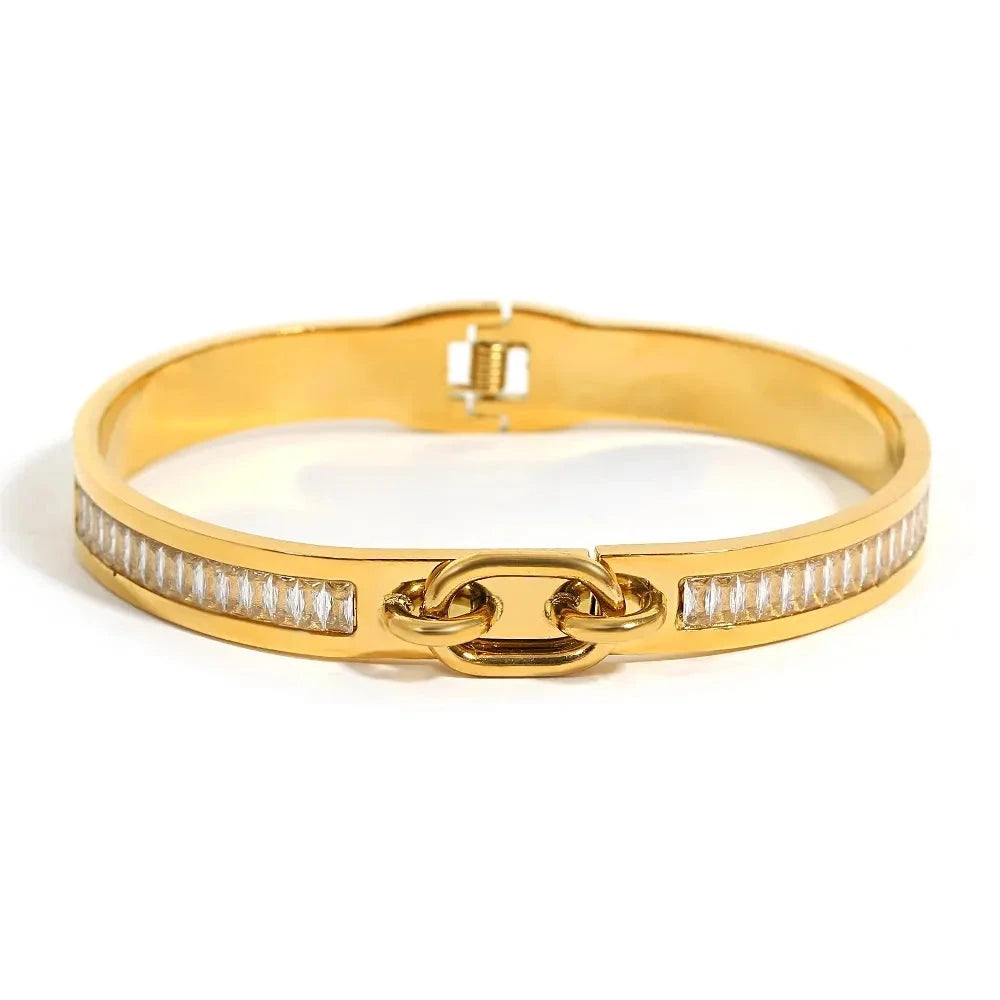 Gold-Plated Stainless Steel Diamond Bracelet