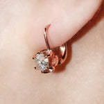 Luxury Inlaid CZ Rose Gold Flower Drop Hoop Earrings for Women