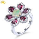 Natural Rhodolite Garnet Opal Sterling Silver Rings 3.8 Carats Genuine Gemstone Multicolor Fine Jewelry Women Exquisite Gifts6