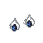 925 Silver Needle Japanese Water Drop Sapphire Flower Earringssilver