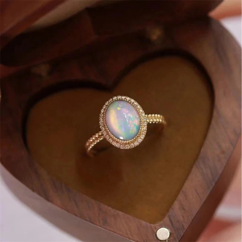 Natural Opal Crystal Ring for Women