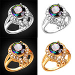 U7 White CZ Round Rainbow Topaz Gemstone Rings