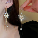 Trend Unique Design Elegant Delicate Zircon Butterfly Tassel EarringsED2629