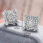 Fashion Gold Color Iced Out Square Bling Stud Earring