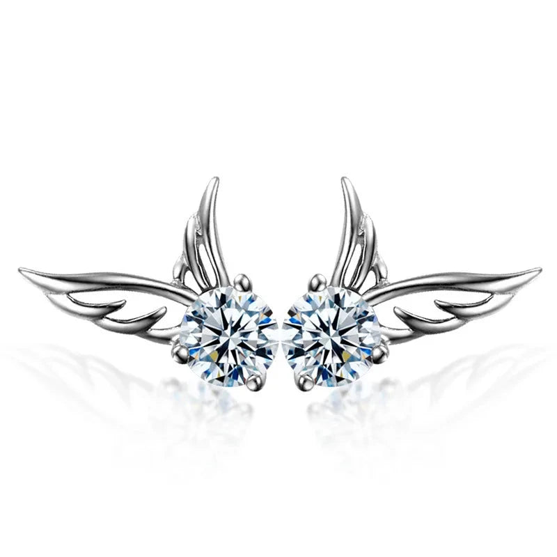 925 Silver Angel Wings Zircon Earrings