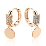 Glossy Rose Gold Disc Drop Earrings For WomenROSE GOLD COLORCHINA
