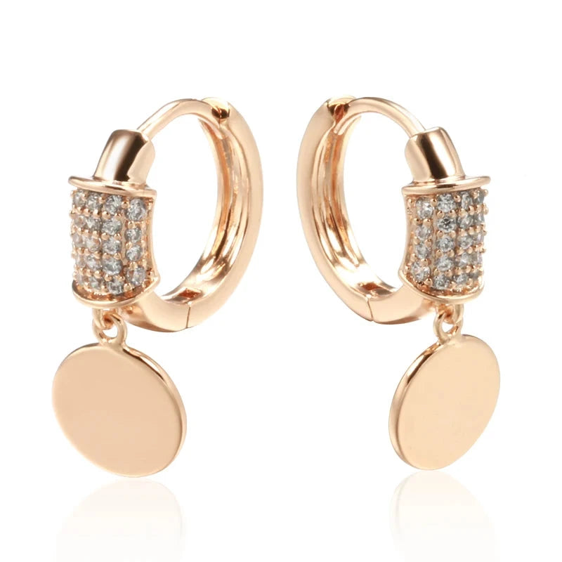 Glossy Rose Gold Disc Drop Earrings For WomenROSE GOLD COLORCHINA