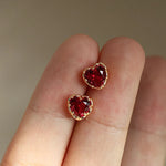 Ruby Heart shaped Earrings Garnet