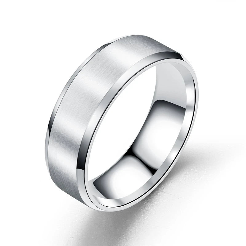 Promise Ring for Men - 8mm Brushed Stainless Steel Band