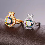 U7 White CZ Round Rainbow Topaz Gemstone Rings