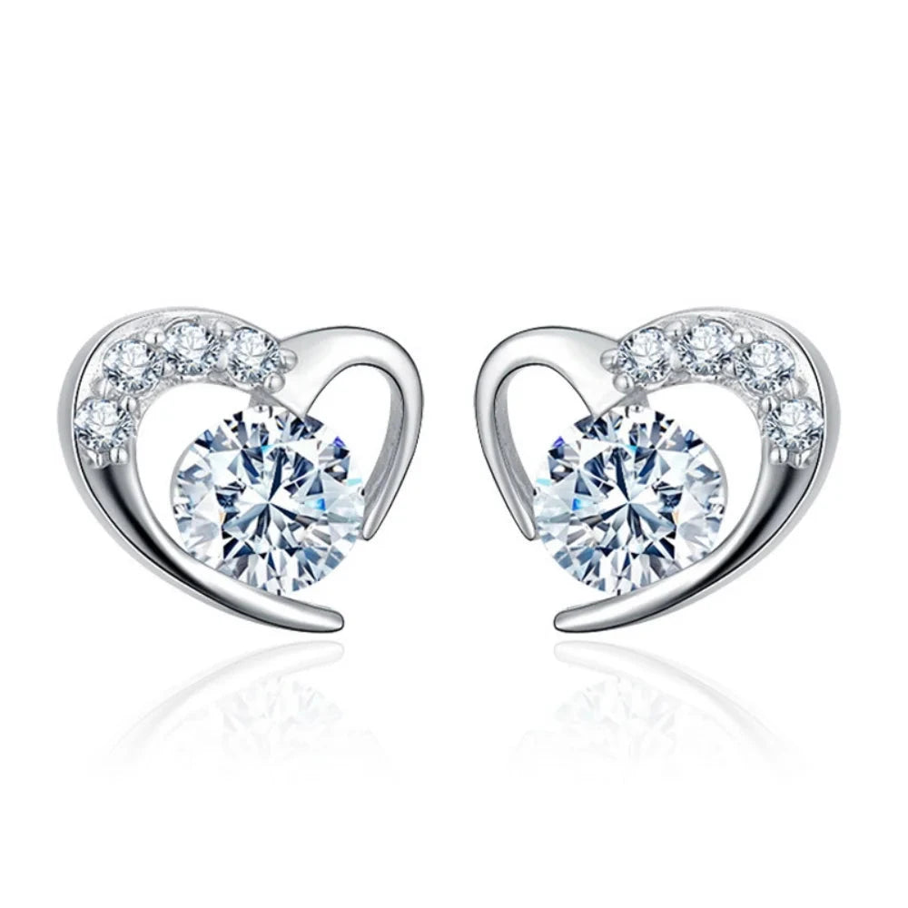 925 Sterling Silver Earrings Zircon Heart-Shaped Earrings For Women Earrings Anniversary Birthday Party Wedding Jewelry Gift