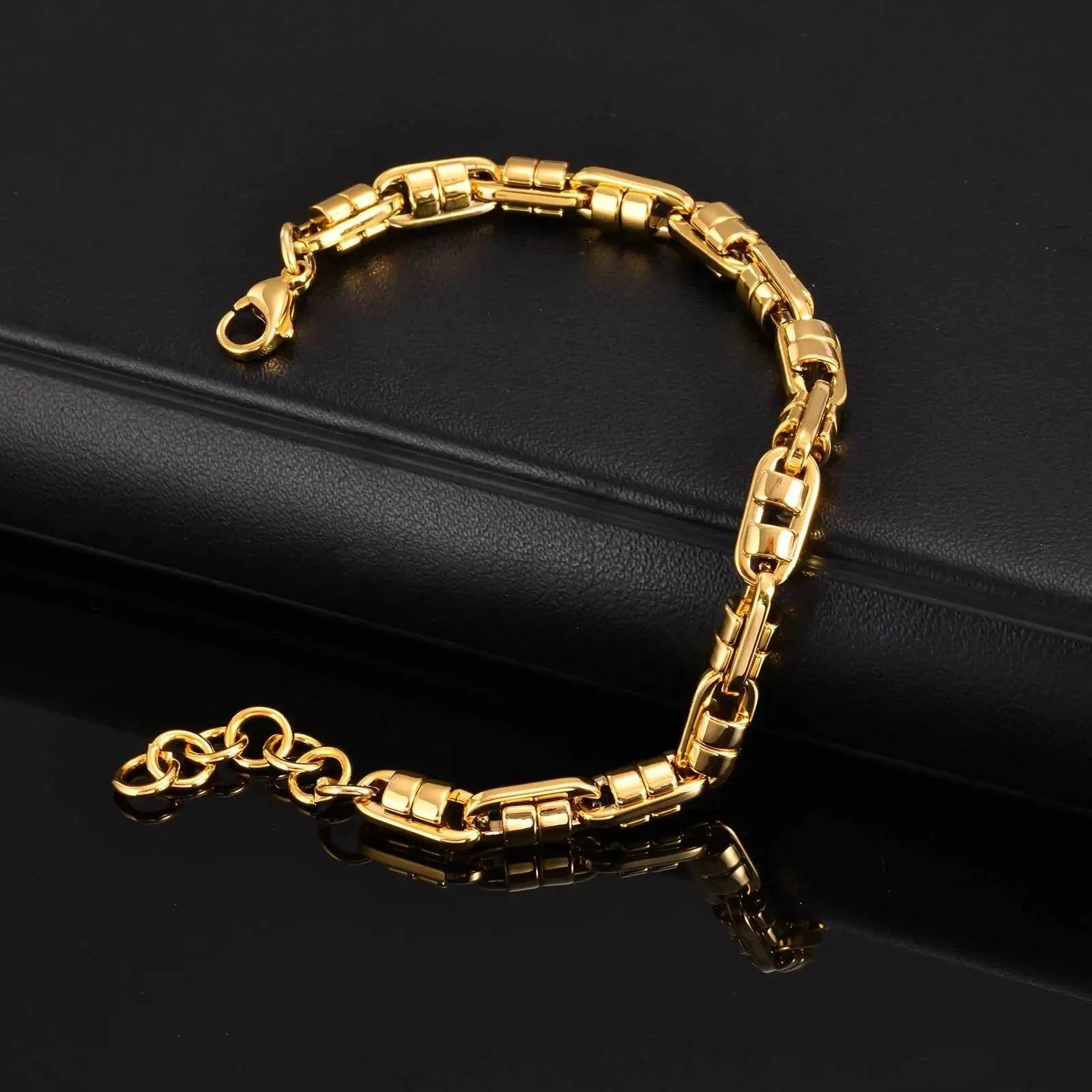 Gold Handmade Chain Bracelet – Men's Waterproof Jewelry