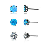 3 Pairs of Red Opal Stone Stud EarringsOT209