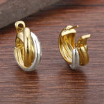 Two-Tone Cross Hoop Earrings for Women