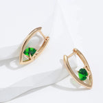 585 Rose Golden V Shape Drop Earrings For Women