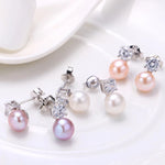 925 Sterling Silver Natural Freshwater Pearl Earrings for Women