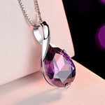 925 Sterling Silver Stone Pendant Chain Light Natural Amethyst Necklace