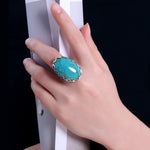 Luxury Large Gem Natural turquoise Oval 20* 30mm Ring