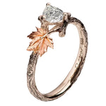 Diamond Twig & Leaf Solitaire Engagement Ring for Women