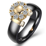 Luxury Sunflower Zircon Ceramic Ring For Womenblack9 USA