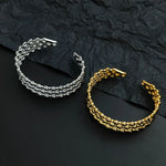 Creative three-layer round bead gold-plated stainless steel women's bracelet, waterproof and rust-free, couple bracelet2 colorset