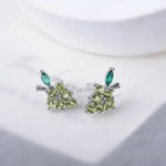 Fruit Peridot Grape Natural Gemstone Delicate Crystal Fruits Silver Stud Earrings