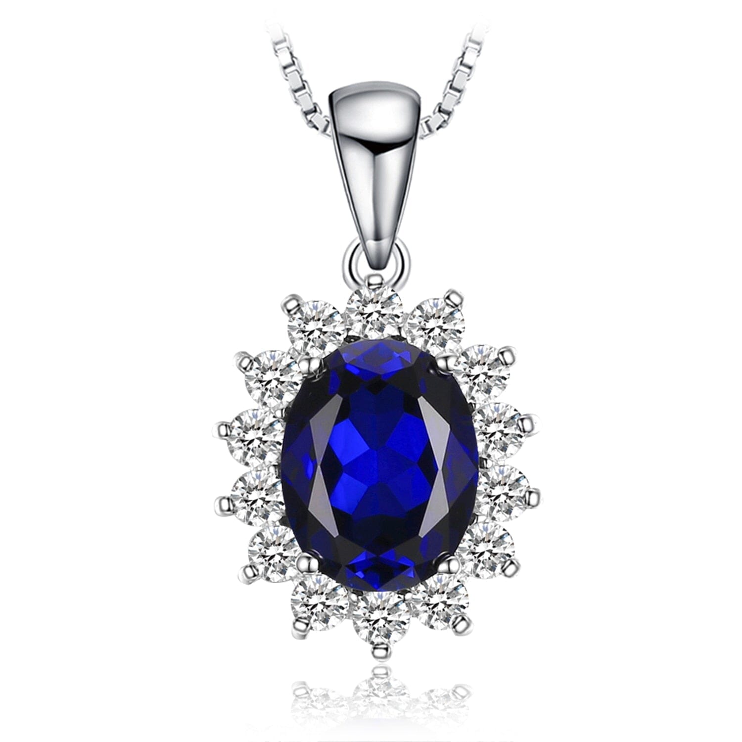Princess Diana Blue Sapphire Silver Pendant Only0Created Sapphire925 Sterling Silver