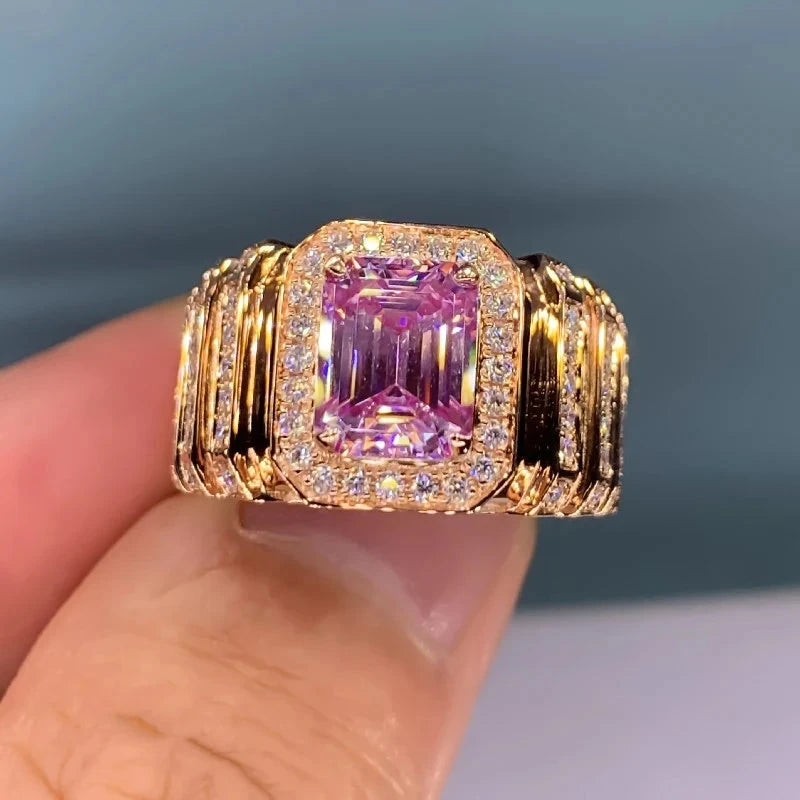 Huitan Aesthetic Pink Cubic Zirconia Engagement RingF135910
