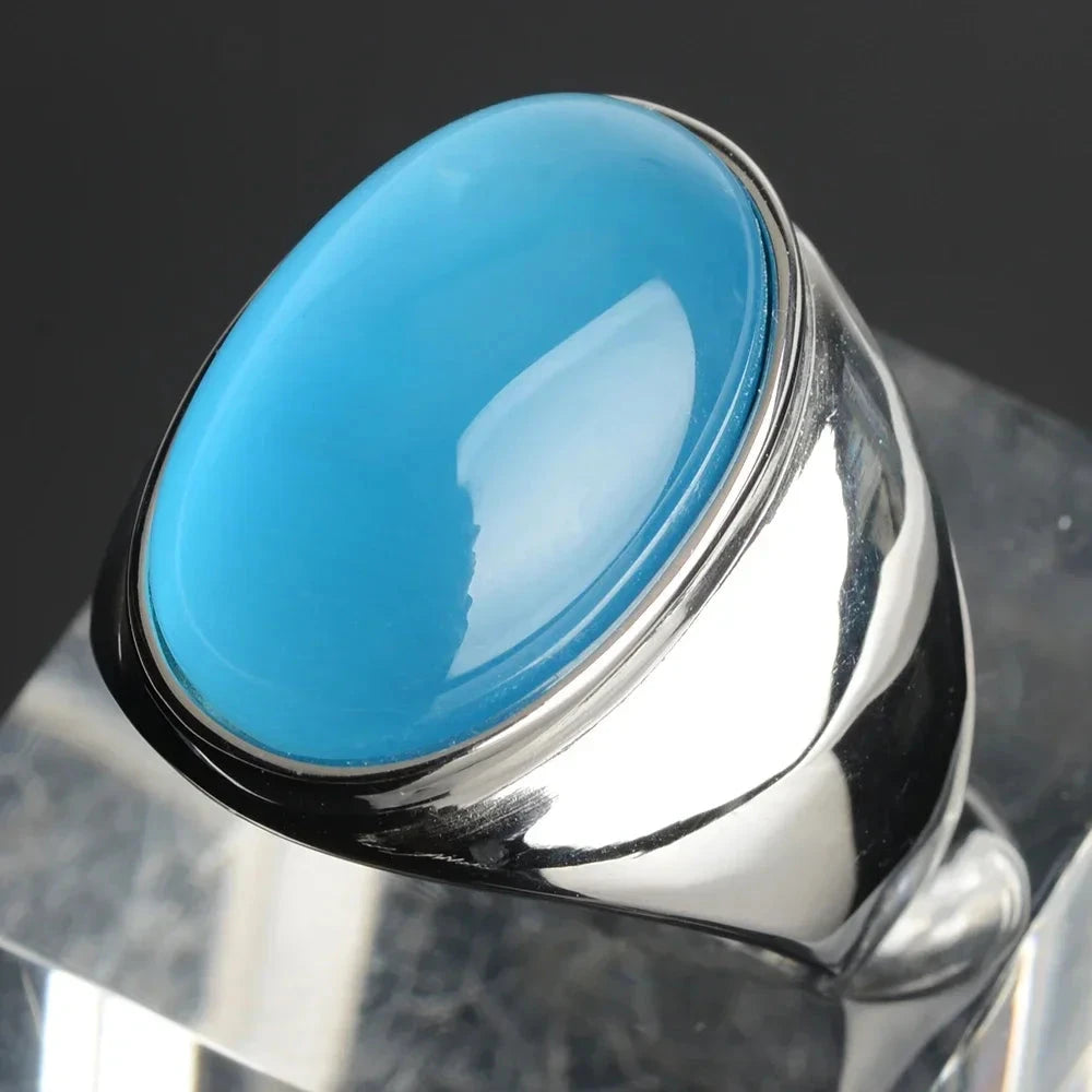 Vintage Gray Cat Eye Stainless Steel RingBlue-S12
