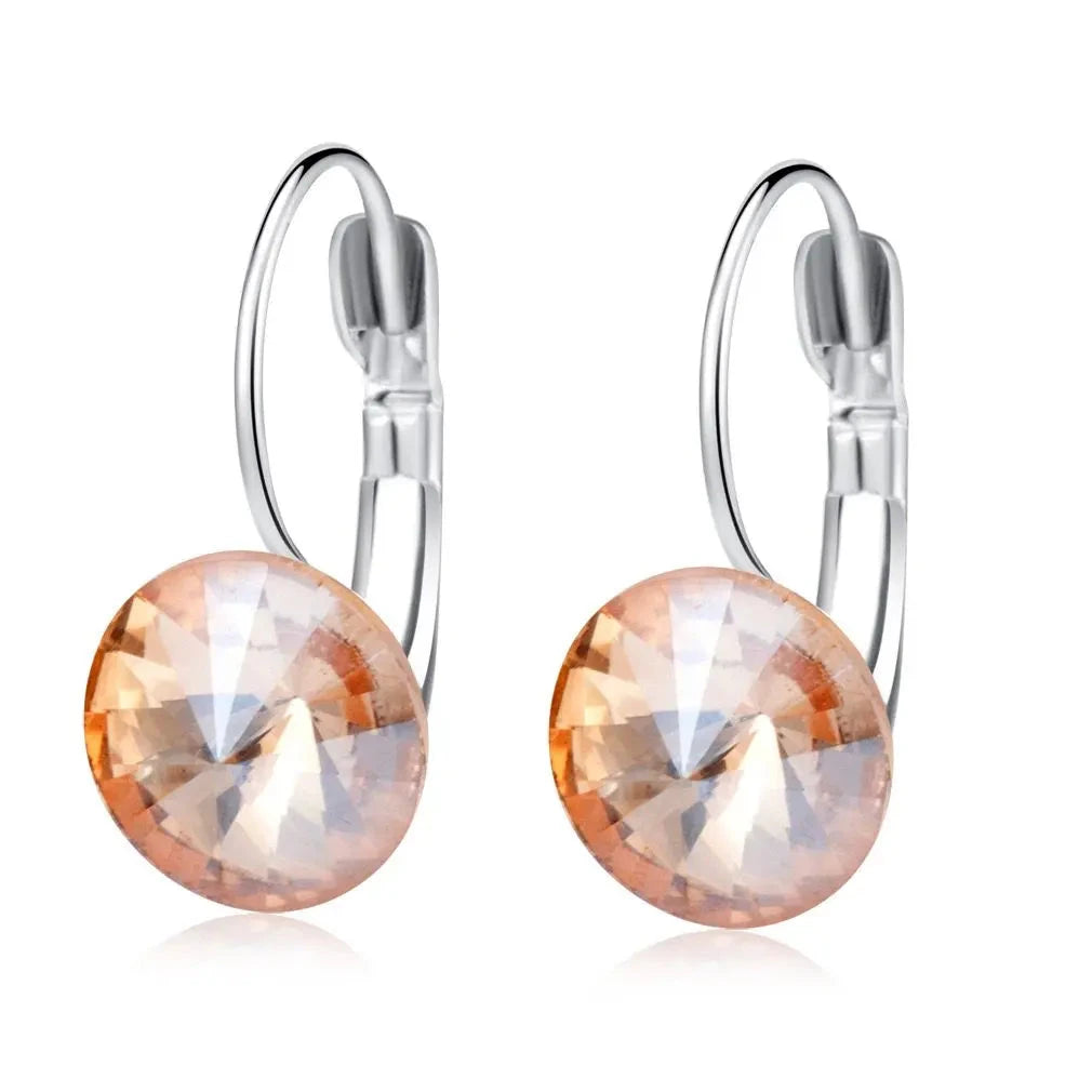 Sea Blue Crystal Hoop Earrings for Women, 9 Color OptionsChampagne