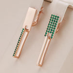 Square Green Zircon Earrings for Women – 585 Rose Gold