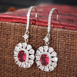 Light Luxury Elliptical Flower Zircon Earrings for Women